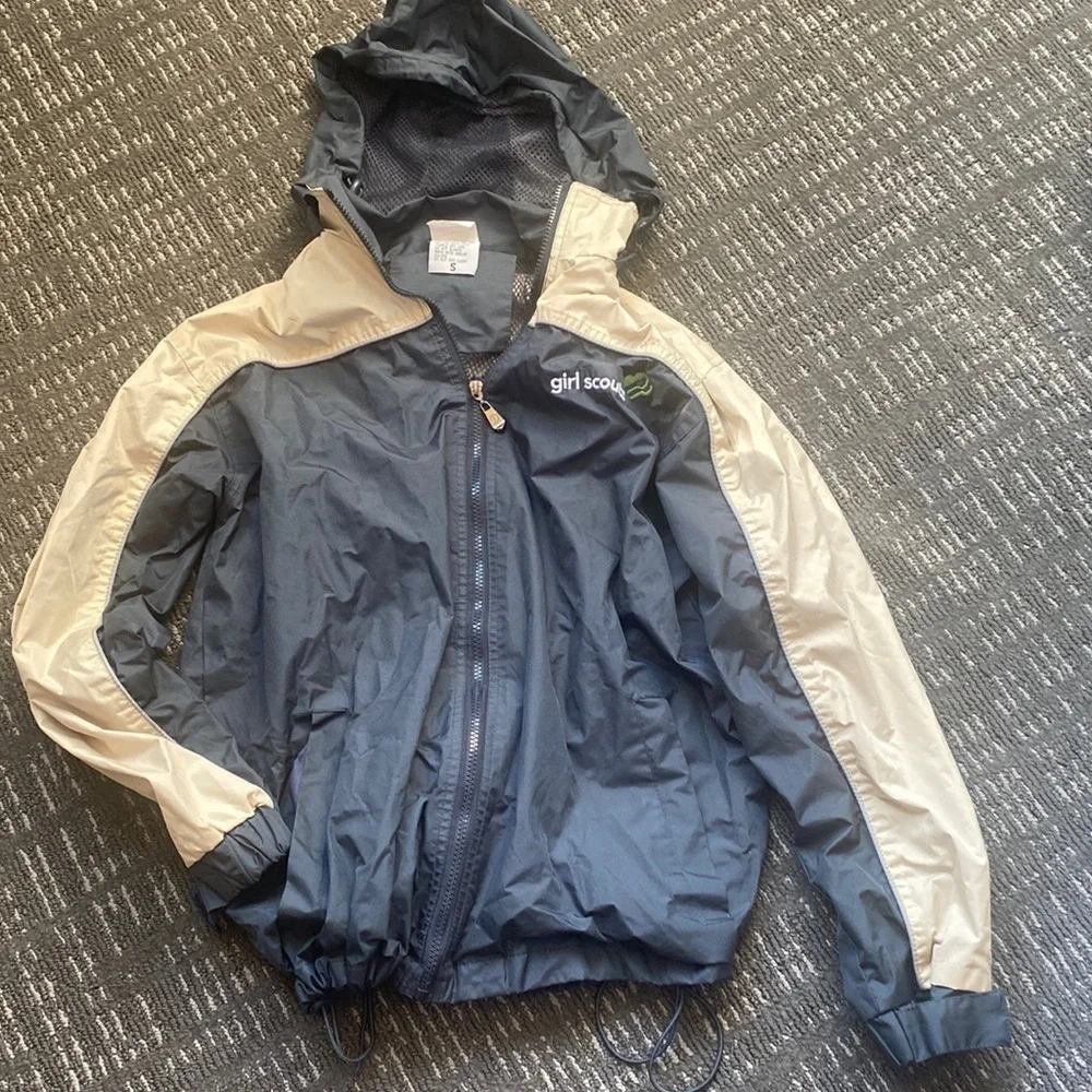 🍍 Girl Scouts Windbreaker Water Repellent Hayward Ca Hooded Jacket Size small🍍